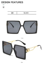 Load image into Gallery viewer, Square Oversized Sunglasses for Women Men Flat Top Fashion Shades Big Frame Sunglasses For Women With Hollow Glasses & New Legs Fashionable Sunglasses For Men & Women