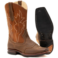 Load image into Gallery viewer, Square Toe Double Stitched Cowboy Boots with perforations