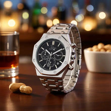 Load image into Gallery viewer, Stainless Steel Chronograph Watch- ChronoLunar Black Dial by Dapper Watches