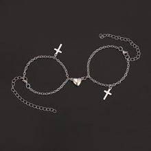 Load image into Gallery viewer, Stainless Steel Heart Shaped Magnet Attraction Bracelet For Couples Paired Bracelets Magnetic Heart Bracelet For Couples Mutual Attraction Cuban Chain Elegant Bracelet Couple Bracelets