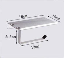 Load image into Gallery viewer, Stainless Steel Toilet Paper Holder Bathroom Wall Mount Paper Phone Holder Shelf Towel Roll Shelf Accessories Bathroom Tissue Roll Holder With Phone Shelf Stainless Steel Tissue Paper Dispenser Brushed Finished Wall Mount