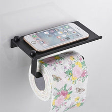 Load image into Gallery viewer, Stainless Steel Toilet Paper Holder Bathroom Wall Mount WC Paper Phone Holder Shelf Towel Roll shelf Accessories Toilet Paper Holder With Phone Shelf Aluminum Bathroom Accessories Tissue Roll Dispenser Storage Rack, Wall Mounted Modern Paper Towel Adapter