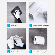 Load image into Gallery viewer, Stainless Steel Toilet Roll Holder Self Adhesive In Bathroom Tissue Paper Holder Black Finish Easy Installation No Screw Toilet Paper Holder Matte Black Toilet Tissue Roll Holders Dispenser And Hangers Wall Mounted For Bathroom And Kitchen