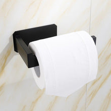 Load image into Gallery viewer, Stainless Steel Toilet Roll Holder Self Adhesive In Bathroom Tissue Paper Holder Black Finish Easy Installation No Screw Toilet Paper Holder Matte Black Toilet Tissue Roll Holders Dispenser And Hangers Wall Mounted For Bathroom And Kitchen