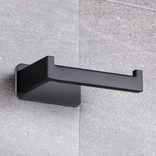 Load image into Gallery viewer, Stainless Steel Toilet Roll Holder Self Adhesive In Bathroom Tissue Paper Holder Black Finish Easy Installation No Screw Toilet Paper Holder Matte Black Toilet Tissue Roll Holders Dispenser And Hangers Wall Mounted For Bathroom And Kitchen