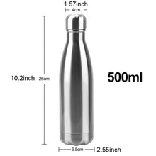 Load image into Gallery viewer, Stainless Steel Water Bottle BPA Free Thermos Water Beer Thermos 500ml for Sport Bottles Double-Wall Insulated Vacuum Flask Double-Walled Insulated Vacuum Flask Stainless Steel Drinking Bottle