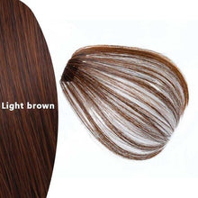 Load image into Gallery viewer, Straight Light Brown Dark Brown Blunt Air Bangs Front Hair Fringes bangs Clip in Neat Women Fringes Natural Flat Neat Bangs With Temples For Women One Piece Hairpiece