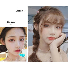 Load image into Gallery viewer, Straight Light Brown Dark Brown Blunt Air Bangs Front Hair Fringes bangs Clip in Neat Women Fringes Natural Flat Neat Bangs With Temples For Women One Piece Hairpiece