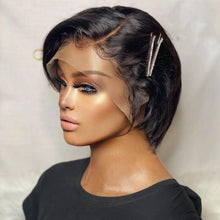 Load image into Gallery viewer, Straight Pixie Cut Wig Side Part Lace Front Human Hair Wigs Pre-plucked for Black Women Brazilian Bob Wig Transparent Lace Wigs Human Hair Wigs For Black Women Gifts for Girlfriends