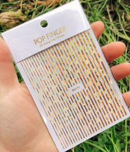 Load image into Gallery viewer, Stripe Line Nail Sticker Decal Thin Lining Line Art Self-Adhesive Peel Off Silver /Gold /White /Black Gold Stickers Accessories Strip Line Nail Decal Self-Adhesive 3D Wave Decal Decoration Metallic Curve Design Decoration for Women Girls