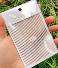 Load image into Gallery viewer, Stripe Line Nail Sticker Decal Thin Lining Line Art Self-Adhesive Peel Off Silver /Gold /White /Black Gold Stickers Accessories Strip Line Nail Decal Self-Adhesive 3D Wave Decal Decoration Metallic Curve Design Decoration for Women Girls