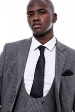Load image into Gallery viewer, Striped Grey Double Breasted Suit - Wessi
