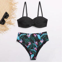 Load image into Gallery viewer, Striped Lace Ruffle Push Up Women Swimsuit Female Swimwear Bra Cup Bikini Set High Cut Bathing Suit Women Two Piece Swimsuits Push Up Bikini Sets Bathing Suits Ruffle Bikini Tops With Bottoms For Teen Girls
