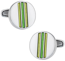 Load image into Gallery viewer, Striped Yellow & Green Cufflinks