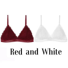 Load image into Gallery viewer, Stunning Women's French Style Lace Bra Girls Triangle Cup Lingerie With Deep V Wireless Underwear Soft Thin Seamless Bra