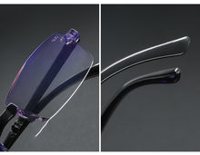 Load image into Gallery viewer, Stylish Fashionable Blue Light Blocking Rimless Reading Glasses Women Men Simple Modern Square Frameless Diopters Glasses Frameless Reading Glasses Blue Light Blocking Rimless Computer Reader Lightweight Anti Glare Filter Eyeglasses