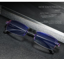 Load image into Gallery viewer, Stylish Fashionable Blue Light Blocking Rimless Reading Glasses Women Men Simple Modern Square Frameless Diopters Glasses Frameless Reading Glasses Blue Light Blocking Rimless Computer Reader Lightweight Anti Glare Filter Eyeglasses