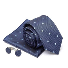 Load image into Gallery viewer, Stylish Silk Necktie With Pocket Square And Matching Cufflinks Set For Men Retro Formal Wear Necktie Set For Men