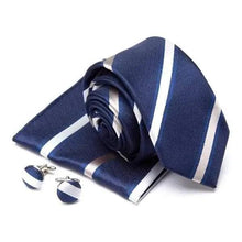 Load image into Gallery viewer, Stylish Silk Necktie With Pocket Square And Matching Cufflinks Set For Men Retro Formal Wear Necktie Set For Men