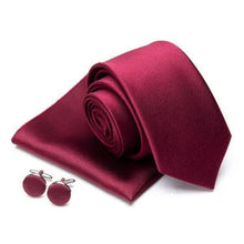 Load image into Gallery viewer, Stylish Silk Necktie With Pocket Square And Matching Cufflinks Set For Men Retro Formal Wear Necktie Set For Men
