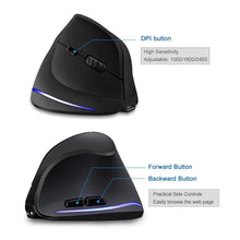Load image into Gallery viewer, Stylish Vertical Wireless Mouse Game Rechargeable Ergonomic Mouse Modern Design RGB Optical USB Mice For Windows Mac 2400 DPI 2.4G Mice