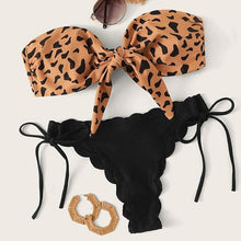 Load image into Gallery viewer, Summer Blue Bikini Women Swimwear Female Swimsuit Women’s Floral Print Lace-up Strapless Padded Comfortable Swimwear Bathing Suit Two-pieces Bikini Set Knotted Bathing Swim Suit