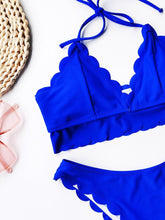 Load image into Gallery viewer, Summer Blue Bikini Women Swimwear Female Swimsuit Women’s Floral Print Lace-up Strapless Padded Comfortable Swimwear Bathing Suit Two-pieces Bikini Set Knotted Bathing Swim Suit