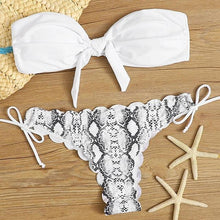 Load image into Gallery viewer, Summer Blue Bikini Women Swimwear Female Swimsuit Women’s Floral Print Lace-up Strapless Padded Comfortable Swimwear Bathing Suit Two-pieces Bikini Set Knotted Bathing Swim Suit