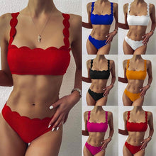 Load image into Gallery viewer, Summer Blue Bikini Women Swimwear Female Swimsuit Women’s Floral Print Lace-up Strapless Padded Comfortable Swimwear Bathing Suit Two-pieces Bikini Set Knotted Bathing Swim Suit