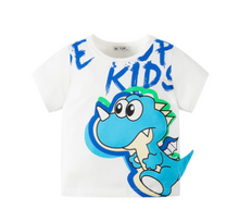 Load image into Gallery viewer, Summer Cartoon Dinosaur Short Sleeve Cotton T-shirt for Kids - # BAAA1111010020 &