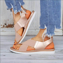 Load image into Gallery viewer, Summer Comfy Slip On Women Sandals Elastic Textile Sandals Casual Beach Shoes For Woman Classics Non-slip Lightweight Flat Sandals Fashion Sandals Ankle Strap Flat Sandals