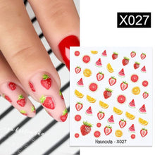 Load image into Gallery viewer, Summer Fruit Water Decals Kiwi Banana Strawberry Flower Alphabet Leaves Nail Art Stickers Wraps Slider Decorations 3D Fruit Nail Art Slices, Summer Fruit Slime Nail Supplies Nail Art Decorations Fruit Flakes Nail Accessories