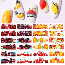 Load image into Gallery viewer, Summer Fruit Water Decals Kiwi Banana Strawberry Flower Alphabet Leaves Nail Art Stickers Wraps Slider Decorations 3D Fruit Nail Art Slices, Summer Fruit Slime Nail Supplies Nail Art Decorations Fruit Flakes Nail Accessories