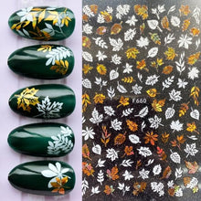 Load image into Gallery viewer, Summer Glitter Nail Decals Stickers Gold Black White Leaf Manicuring Foils Geometric Slider Nail Art Adhesive Decor Adhesive 3D Wave Design Decoration for Women Girls Art Stickers Decal Decoration Metallic Curve Strip Line Nail Decor