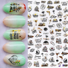 Load image into Gallery viewer, Summer Glitter Nail Decals Stickers Gold Black White Leaf Manicuring Foils Geometric Slider Nail Art Adhesive Decor Adhesive 3D Wave Design Decoration for Women Girls Art Stickers Decal Decoration Metallic Curve Strip Line Nail Decor