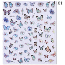 Load image into Gallery viewer, Summer Glitter Nail Decals Stickers Gold Black White Leaf Manicuring Foils Geometric Slider Nail Art Adhesive Decor Adhesive 3D Wave Design Decoration for Women Girls Art Stickers Decal Decoration Metallic Curve Strip Line Nail Decor