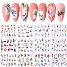 Load image into Gallery viewer, Summer Glitter Nail Decals Stickers Gold Black White Leaf Manicuring Foils Geometric Slider Nail Art Adhesive Decor Adhesive 3D Wave Design Decoration for Women Girls Art Stickers Decal Decoration Metallic Curve Strip Line Nail Decor