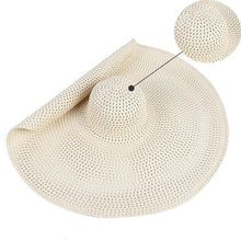 Load image into Gallery viewer, Summer Large Wide Brim Foldable Sun Hats For Women Foldable Sun Hat Wide Brim Summer Straw Floppy Beach Hat Oversized Sun Hat Modern Travel Straw Hat Fashionable Lady UV Protection Beach Hat 54-57cm