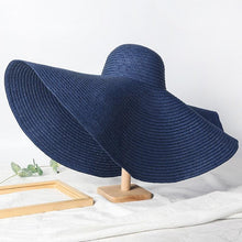 Load image into Gallery viewer, Summer Large Wide Brim Foldable Sun Hats For Women Foldable Sun Hat Wide Brim Summer Straw Floppy Beach Hat Oversized Sun Hat Modern Travel Straw Hat Fashionable Lady UV Protection Beach Hat 54-57cm