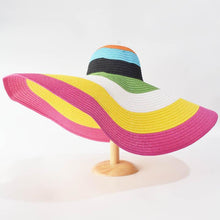 Load image into Gallery viewer, Summer Large Wide Brim Foldable Sun Hats For Women Foldable Sun Hat Wide Brim Summer Straw Floppy Beach Hat Oversized Sun Hat Modern Travel Straw Hat Fashionable Lady UV Protection Beach Hat 54-57cm