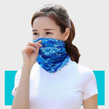Load image into Gallery viewer, Summer Men Women Camouflage Bandana Half Face Mask Neck Gaiter Cover Face Scarf Cycling Hunting Fishing Balaclava Scarf Unisex Men Women Bandanas Polyester Breathable Windproof Anti UV Neck Cover Camping Hiking Climbing Face Mask