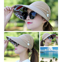 Load image into Gallery viewer, Summer Modern Adult Hats For Women Foldable Sun Hat Women's Adjustable Packable Roll-Up Visor Flower Hat Outdoor Female Casual Baseball Cap For Sport