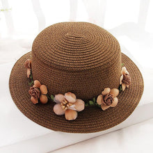 Load image into Gallery viewer, Summer New Sun Hat Stylish Bowknot Straw Hat For Women Beach Caps Parent-child Summer New Women's Sun Hat Bucket Cap Beige Flowers Ribbon Party Straw Hat For Women