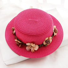 Load image into Gallery viewer, Summer New Sun Hat Stylish Bowknot Straw Hat For Women Beach Caps Parent-child Summer New Women's Sun Hat Bucket Cap Beige Flowers Ribbon Party Straw Hat For Women