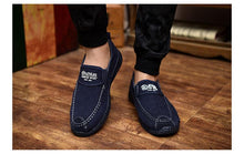 Load image into Gallery viewer, Summer Slip On Men's Casual Shoes Rubber Solid Mens Canvas Shoes Lightweight Waterproof Flat Casual Sneakers Loafer Shoes Casual Canvas Indoor Loafers