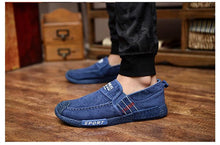 Load image into Gallery viewer, Summer Slip On Men's Casual Shoes Rubber Solid Mens Canvas Shoes Lightweight Waterproof Flat Casual Sneakers Loafer Shoes Casual Canvas Indoor Loafers