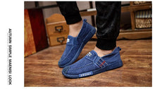 Load image into Gallery viewer, Summer Slip On Men's Casual Shoes Rubber Solid Mens Canvas Shoes Lightweight Waterproof Flat Casual Sneakers Loafer Shoes Casual Canvas Indoor Loafers