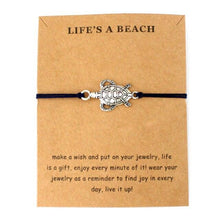 Load image into Gallery viewer, Summer Style Adjustable Jewelry Make a Wish Silver Sea Turtles Charm Women Men Bracelets Beach Sea Turtles Rope String Bracelets Anklets Family Handmade Adjustable Turtle String Bracelet For Women Kids