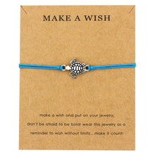 Load image into Gallery viewer, Summer Style Adjustable Jewelry Make a Wish Silver Sea Turtles Charm Women Men Bracelets Beach Sea Turtles Rope String Bracelets Anklets Family Handmade Adjustable Turtle String Bracelet For Women Kids