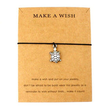 Load image into Gallery viewer, Summer Style Adjustable Jewelry Make a Wish Silver Sea Turtles Charm Women Men Bracelets Beach Sea Turtles Rope String Bracelets Anklets Family Handmade Adjustable Turtle String Bracelet For Women Kids